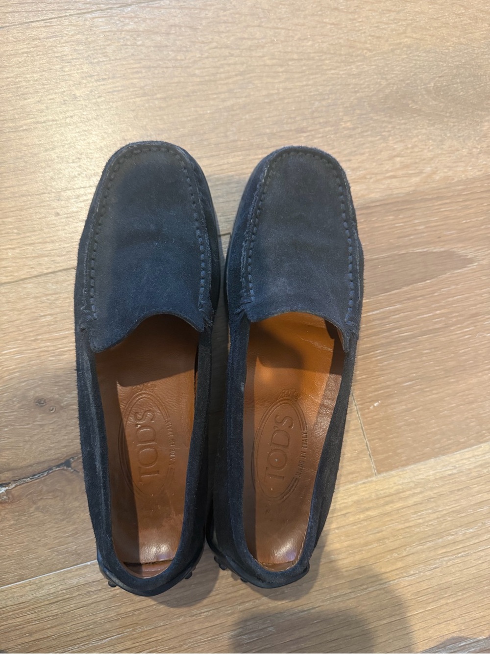 Tod's women’s  Dark Blue Suede Driving Loafers
